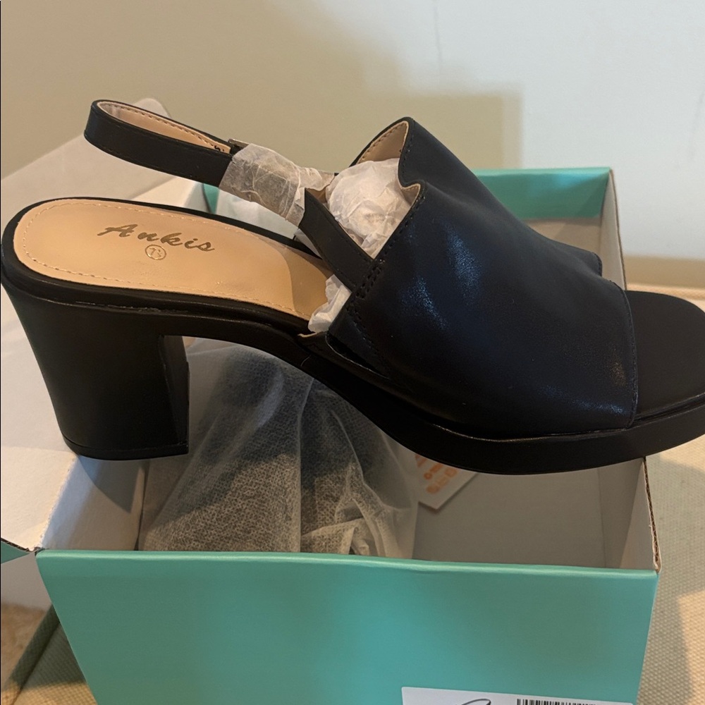 NIB w/ dust bags- Ankia Black Women's Open-Toe Slingback Heels